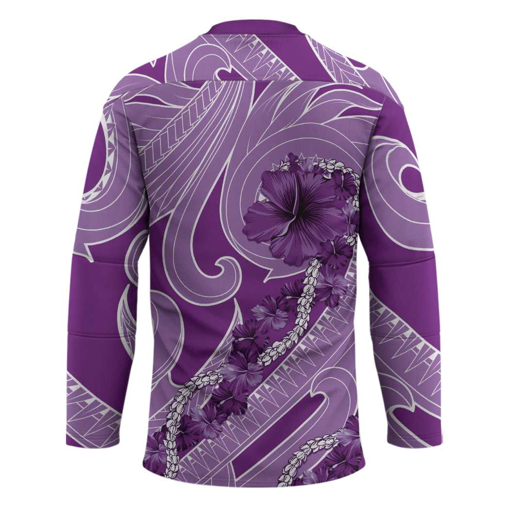 Hawaii Violet Hibiscus Pikake Lei Hockey Jersey - Polynesian Pride