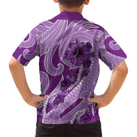 Hawaii Violet Hibiscus Pikake Lei Kid Hawaiian Shirt - Polynesian Pride