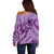 Hawaii Violet Hibiscus Pikake Lei Off Shoulder Sweater - Polynesian Pride