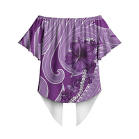 Hawaii Violet Hibiscus Pikake Lei Off Shoulder Wrap Waist Top LT05 - Polynesian Pride