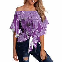 Hawaii Violet Hibiscus Pikake Lei Off Shoulder Wrap Waist Top LT05 - Polynesian Pride