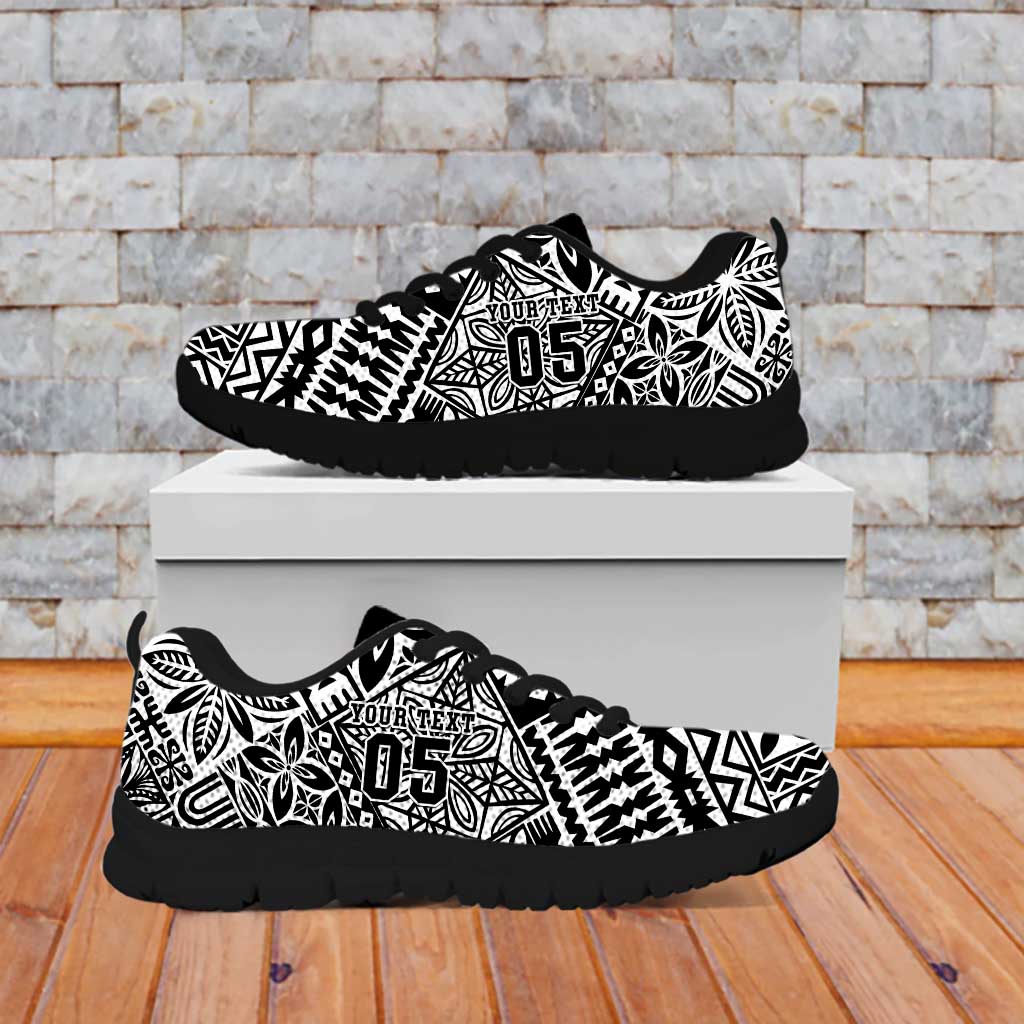 Custom Fiji Rugby Sneakers Fijian Tapa Pattern Black Version LT05 - Polynesian Pride