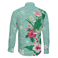 Hawaii Tropical Flowers Family Matching Puletasi and Hawaiian Shirt Polynesian Tattoo Mint Green LT05 - Polynesian Pride