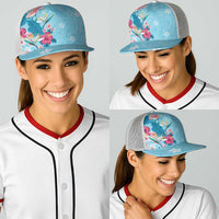 Hawaii Tropical Flowers Baseball Net Cap Polynesian Tattoo Sky Blue