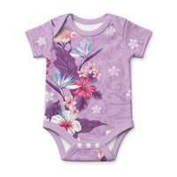 Hawaii Tropical Flowers Baby Onesie Polynesian Tattoo Lavender
