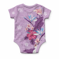 Hawaii Tropical Flowers Baby Onesie Polynesian Tattoo Lavender