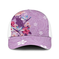 Hawaii Tropical Flowers Baseball Net Cap Polynesian Tattoo Lavender