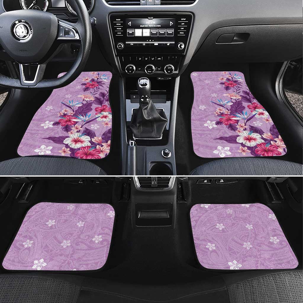 Hawaii Tropical Flowers Car Mats Polynesian Tattoo Lavender LT05 Set 4pcs Lavender - Polynesian Pride