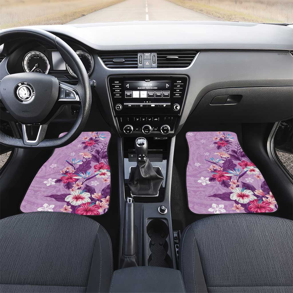 Hawaii Tropical Flowers Car Mats Polynesian Tattoo Lavender LT05 Set 2pcs - Front Lavender - Polynesian Pride