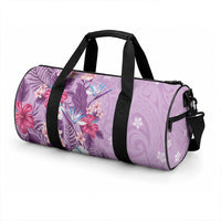 Hawaii Tropical Flowers Duffle Bag Polynesian Tattoo Lavender