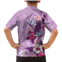 Hawaii Tropical Flowers Family Matching Mermaid Dress and Hawaiian Shirt Polynesian Tattoo Lavender LT05 - Polynesian Pride