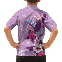 Hawaii Tropical Flowers Family Matching Tank Maxi Dress and Hawaiian Shirt Polynesian Tattoo Lavender LT05 - Polynesian Pride