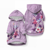 Hawaii Tropical Flowers Pet Hoodie Polynesian Tattoo Lavender