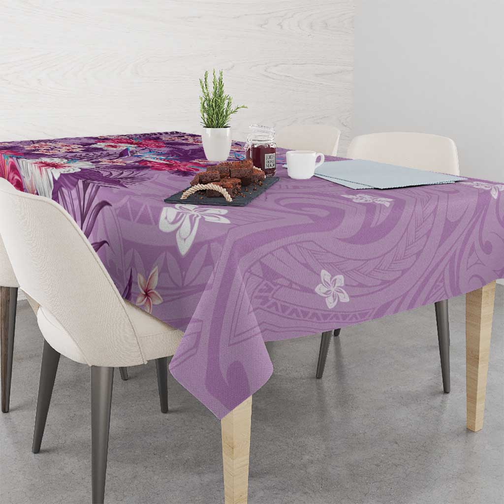 Hawaii Tropical Flowers Tablecloth Polynesian Tattoo Lavender