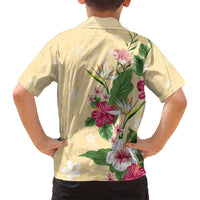 Hawaii Tropical Flowers Family Matching Off Shoulder Maxi Dress and Hawaiian Shirt Polynesian Tattoo Buttermilk LT05 - Polynesian Pride
