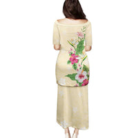 Hawaii Tropical Flowers Family Matching Puletasi and Hawaiian Shirt Polynesian Tattoo Buttermilk LT05 - Polynesian Pride