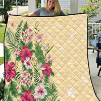 Hawaii Tropical Flowers Quilt Polynesian Tattoo Buttermilk LT05 Beige - Polynesian Pride