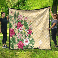 Hawaii Tropical Flowers Quilt Polynesian Tattoo Buttermilk LT05 - Polynesian Pride