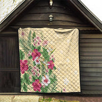 Hawaii Tropical Flowers Quilt Polynesian Tattoo Buttermilk LT05 - Polynesian Pride