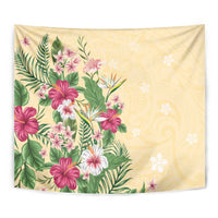 Hawaii Tropical Flowers Tapestry Polynesian Tattoo Buttermilk LT05 - Polynesian Pride