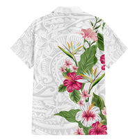 Hawaii Tropical Flowers Family Matching Mermaid Dress and Hawaiian Shirt Polynesian Tattoo White LT05 - Polynesian Pride
