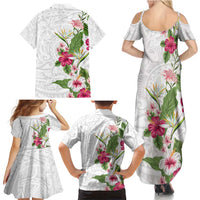 Hawaii Tropical Flowers Family Matching Summer Maxi Dress and Hawaiian Shirt - Polynesian Tattoo White LT05 - Polynesian Pride