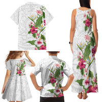 Hawaii Tropical Flowers Family Matching Tank Maxi Dress and Hawaiian Shirt - Polynesian Tattoo White LT05 - Polynesian Pride