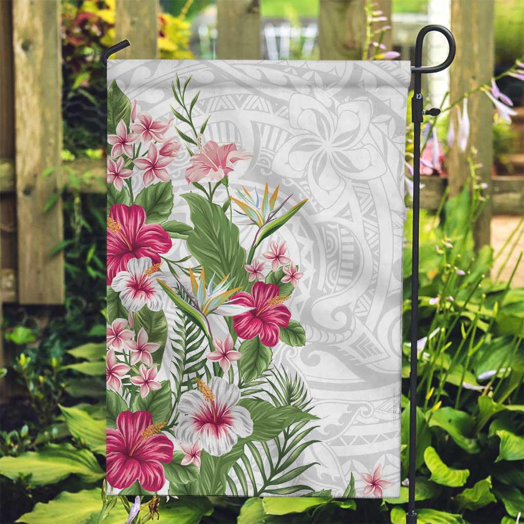 Hawaii Tropical Flowers Garden Flag Polynesian Tattoo White LT05 Garden Flag White - Polynesian Pride