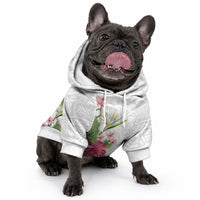 Hawaii Tropical Flowers Pet Hoodie Polynesian Tattoo White