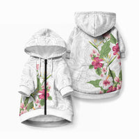 Hawaii Tropical Flowers Pet Hoodie Polynesian Tattoo White