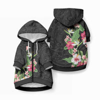 Hawaii Tropical Flowers Pet Hoodie Polynesian Tattoo Black