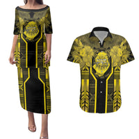 Niue The Rock Couples Matching Puletasi and Hawaiian Shirt The Island Of The Uga LT05 Black - Polynesian Pride