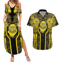 Niue The Rock Couples Matching Summer Maxi Dress and Hawaiian Shirt The Island Of The Uga LT05 Black - Polynesian Pride