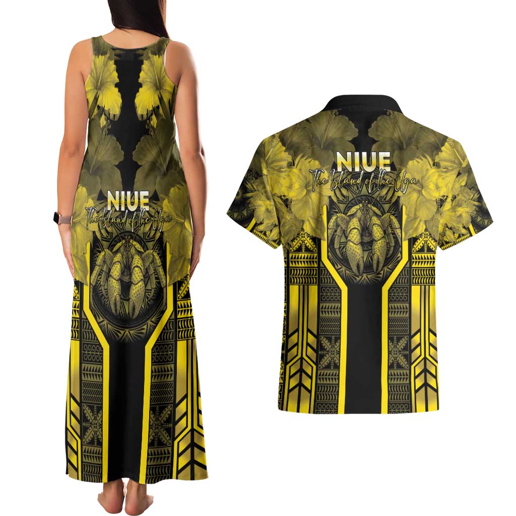 Niue The Rock Couples Matching Tank Maxi Dress and Hawaiian Shirt The Island Of The Uga LT05 - Polynesian Pride
