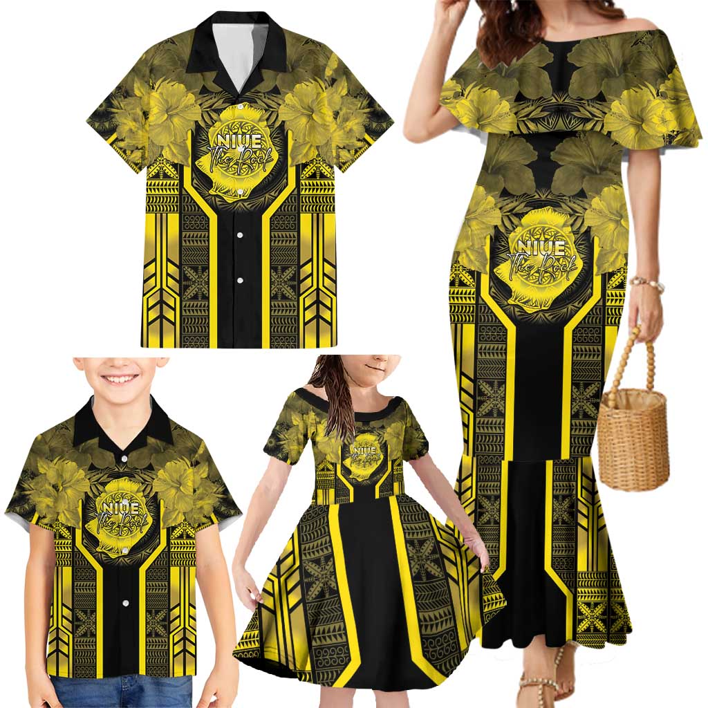 Niue The Rock Family Matching Mermaid Dress and Hawaiian Shirt The Island Of The Uga - Polynesian Pride