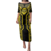 Niue The Rock Family Matching Puletasi and Hawaiian Shirt The Island Of The Uga LT05 Mom's Dress Black - Polynesian Pride
