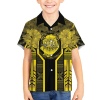 Niue The Rock Family Matching Puletasi and Hawaiian Shirt The Island Of The Uga LT05 Son's Shirt Black - Polynesian Pride
