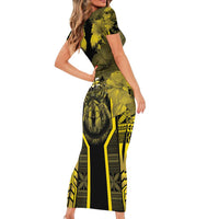 Niue The Rock Family Matching Short Sleeve Bodycon Dress and Hawaiian Shirt The Island Of The Uga LT05 - Polynesian Pride