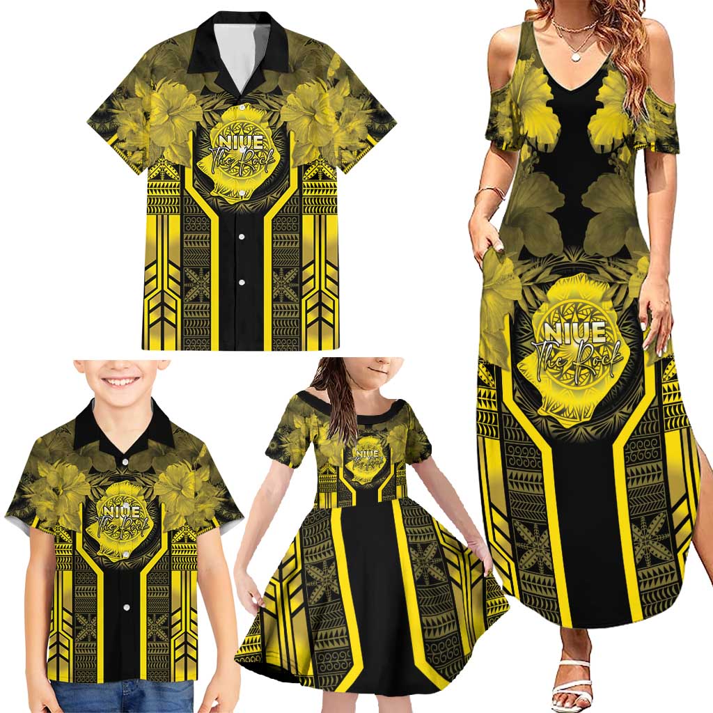 Niue The Rock Family Matching Summer Maxi Dress and Hawaiian Shirt The Island Of The Uga LT05 - Polynesian Pride