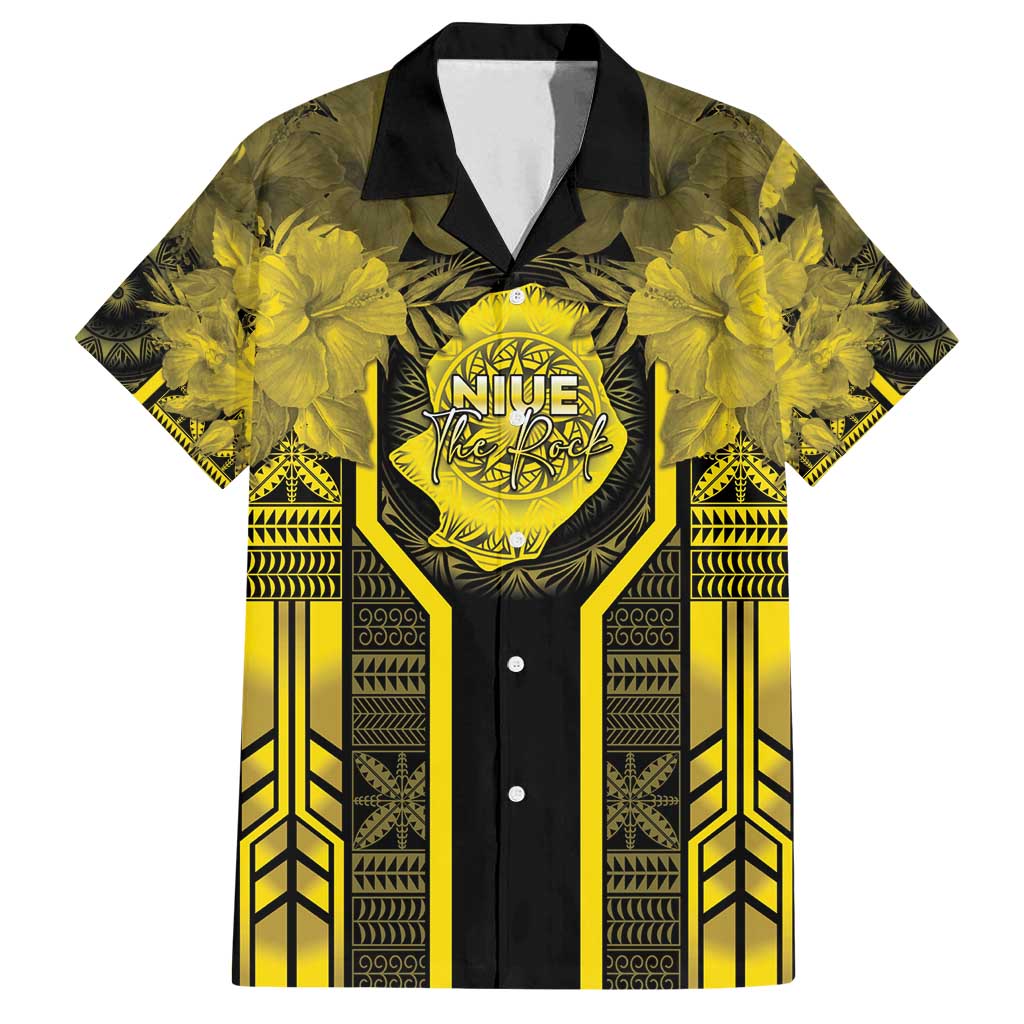 Niue The Rock Family Matching Tank Maxi Dress and Hawaiian Shirt The Island Of The Uga LT05 Dad's Shirt - Short Sleeve Black - Polynesian Pride