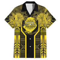 Niue The Rock Family Matching Tank Maxi Dress and Hawaiian Shirt The Island Of The Uga LT05 Dad's Shirt - Short Sleeve Black - Polynesian Pride