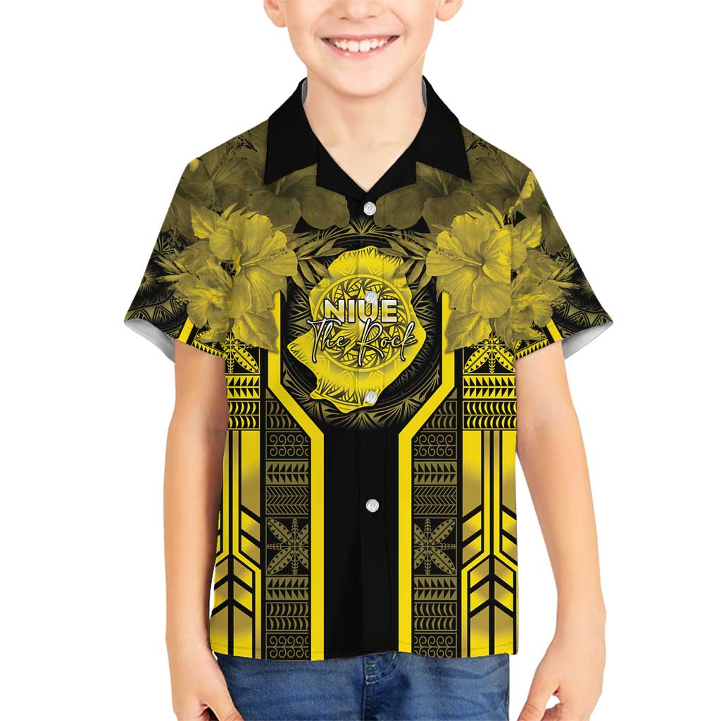 Niue The Rock Family Matching Tank Maxi Dress and Hawaiian Shirt The Island Of The Uga LT05 Son's Shirt Black - Polynesian Pride