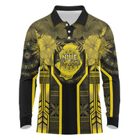 Niue The Rock Long Sleeve Polo Shirt The Island Of The Uga LT05 Black - Polynesian Pride