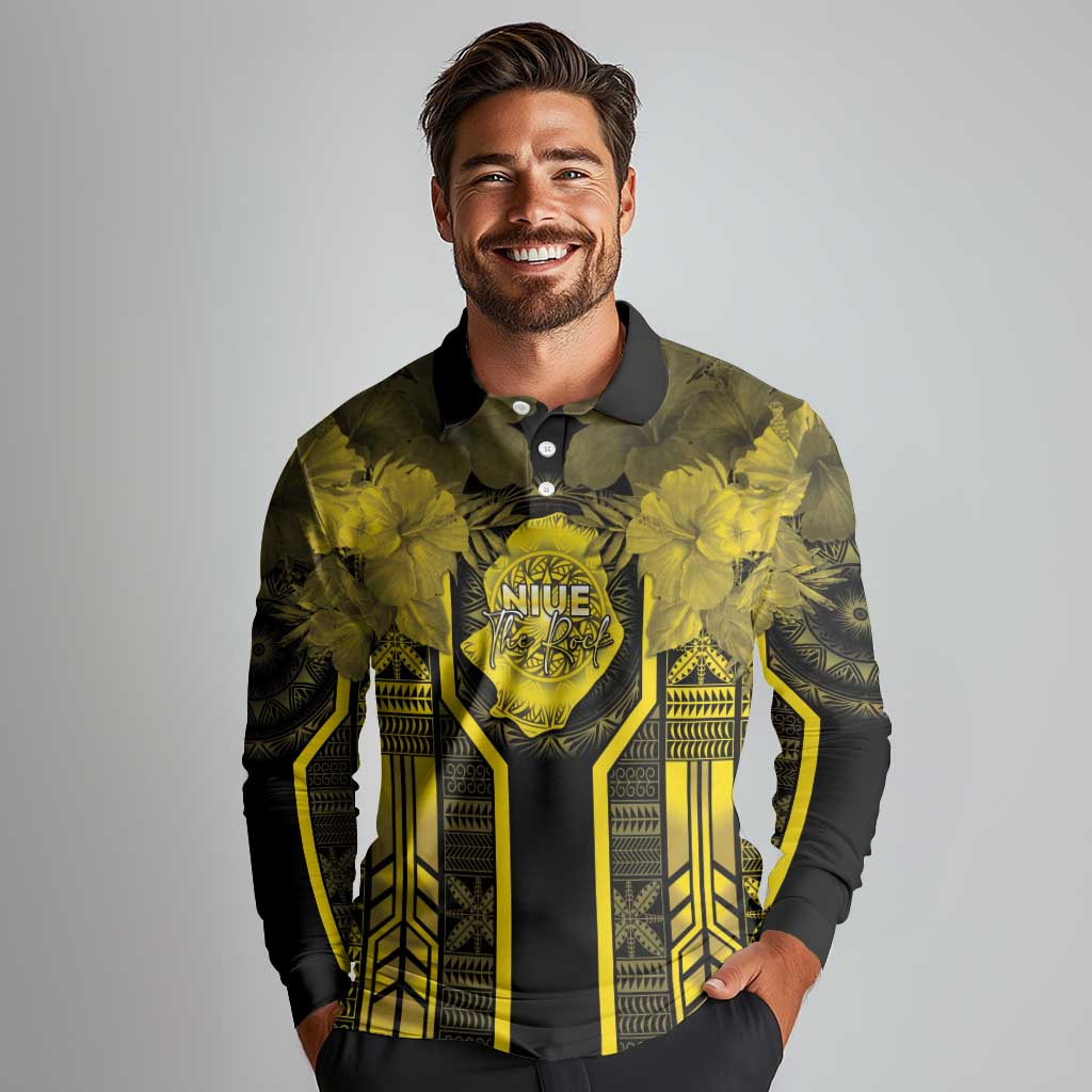 Niue The Rock Long Sleeve Polo Shirt The Island Of The Uga LT05 - Polynesian Pride