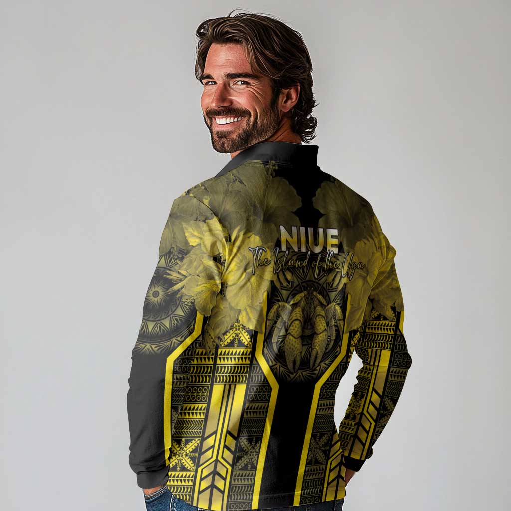 Niue The Rock Long Sleeve Polo Shirt The Island Of The Uga LT05 - Polynesian Pride