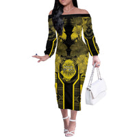 Niue The Rock Off The Shoulder Long Sleeve Dress The Island Of The Uga LT05 Women Black - Polynesian Pride