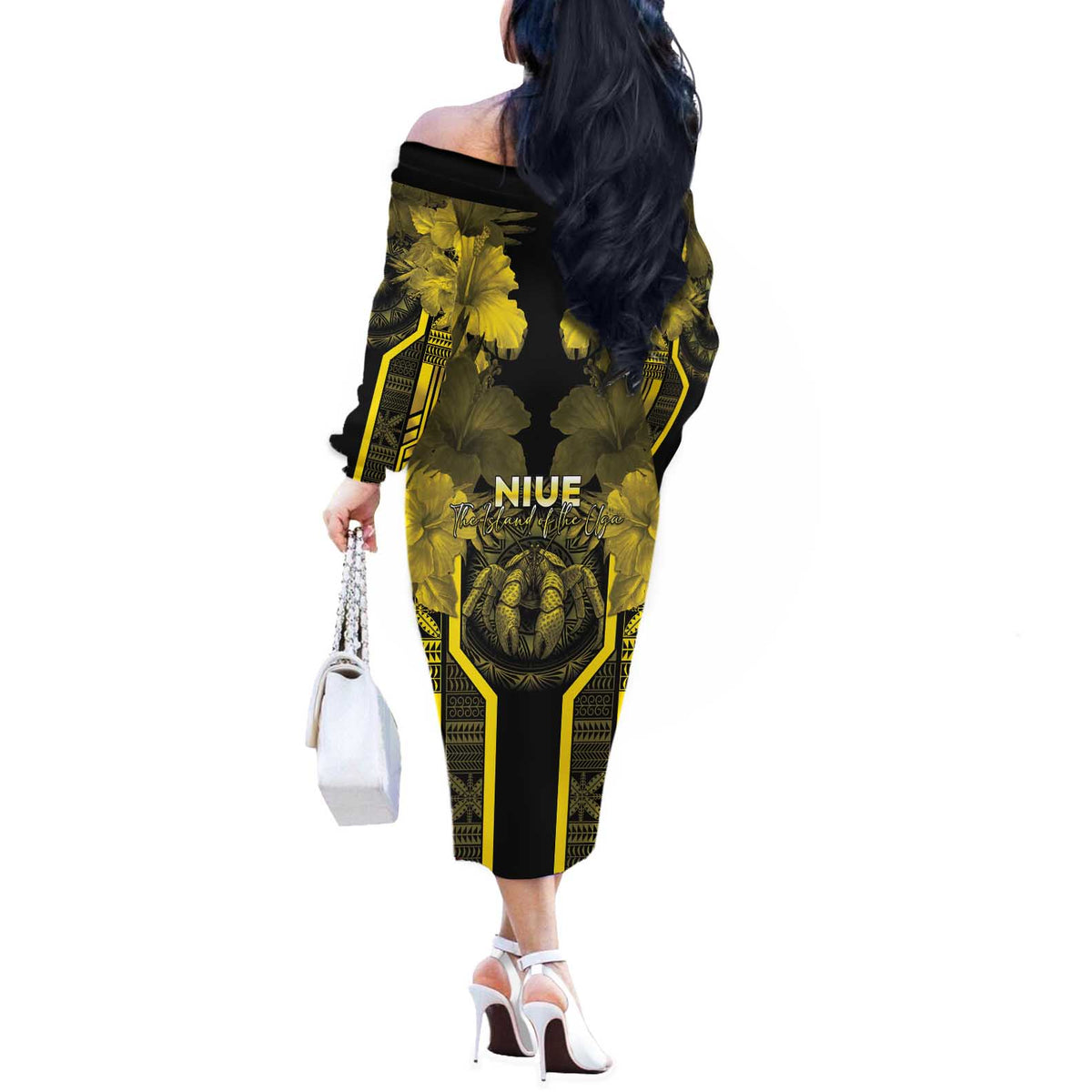 Niue The Rock Off The Shoulder Long Sleeve Dress The Island Of The Uga LT05 - Polynesian Pride