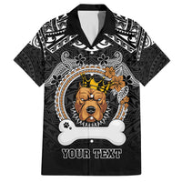 Personalized Pitbull Dog Family Matching Puletasi Dress and Hawaiian Shirt With Polynesian Heart Name Tags LT05 Dad's Shirt - Short Sleeve Black - Polynesian Pride