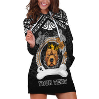 Personalized Pitbull Dog Hoodie Dress With Polynesian Heart Name Tags LT05 Black - Polynesian Pride