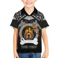 Personalized Pitbull Dog Kid Hawaiian Shirt With Polynesian Heart Name Tags LT05 Kid Black - Polynesian Pride